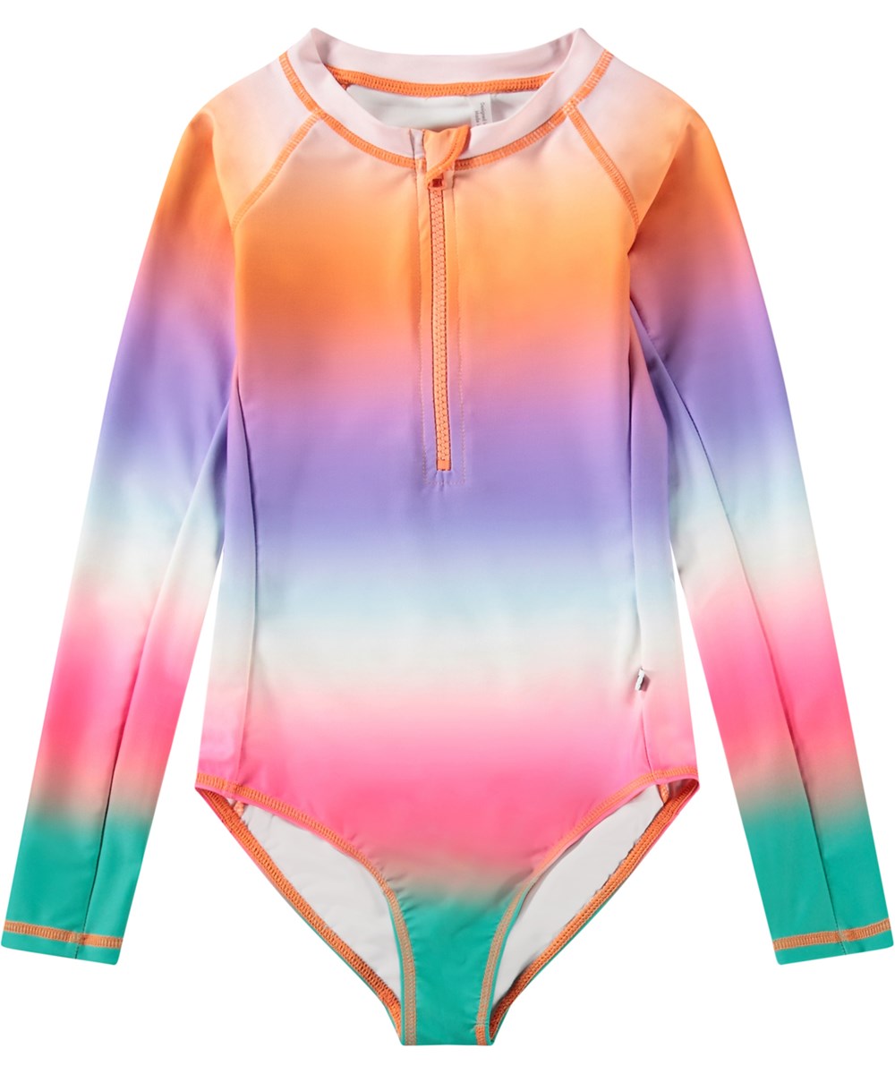 Necky - Magic Fade - Long-sleeved rainbow-coloured swimsuit for active children in recycled polyester with UV protection 50+.