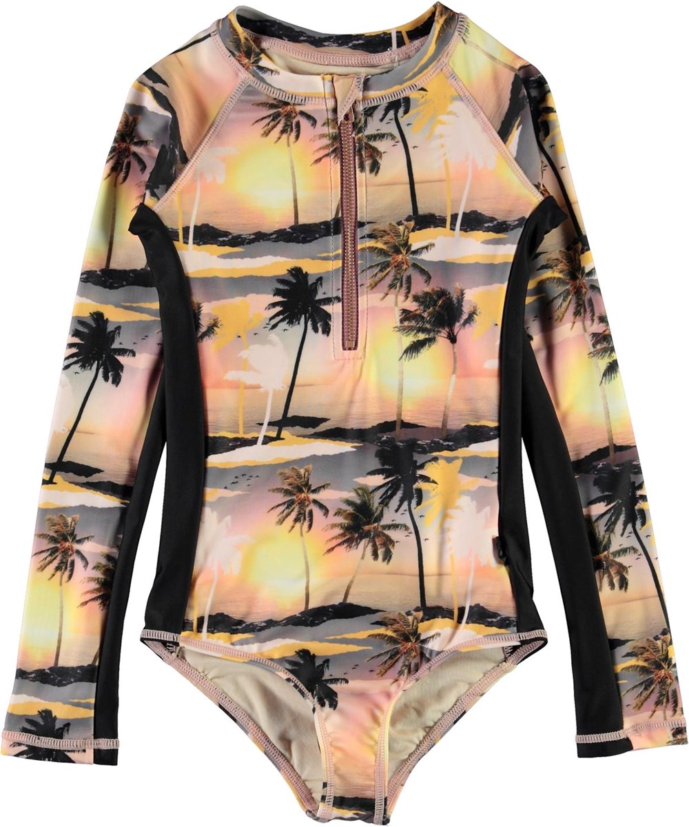 Necky - Sunset - UV swimsuit with palm tree print