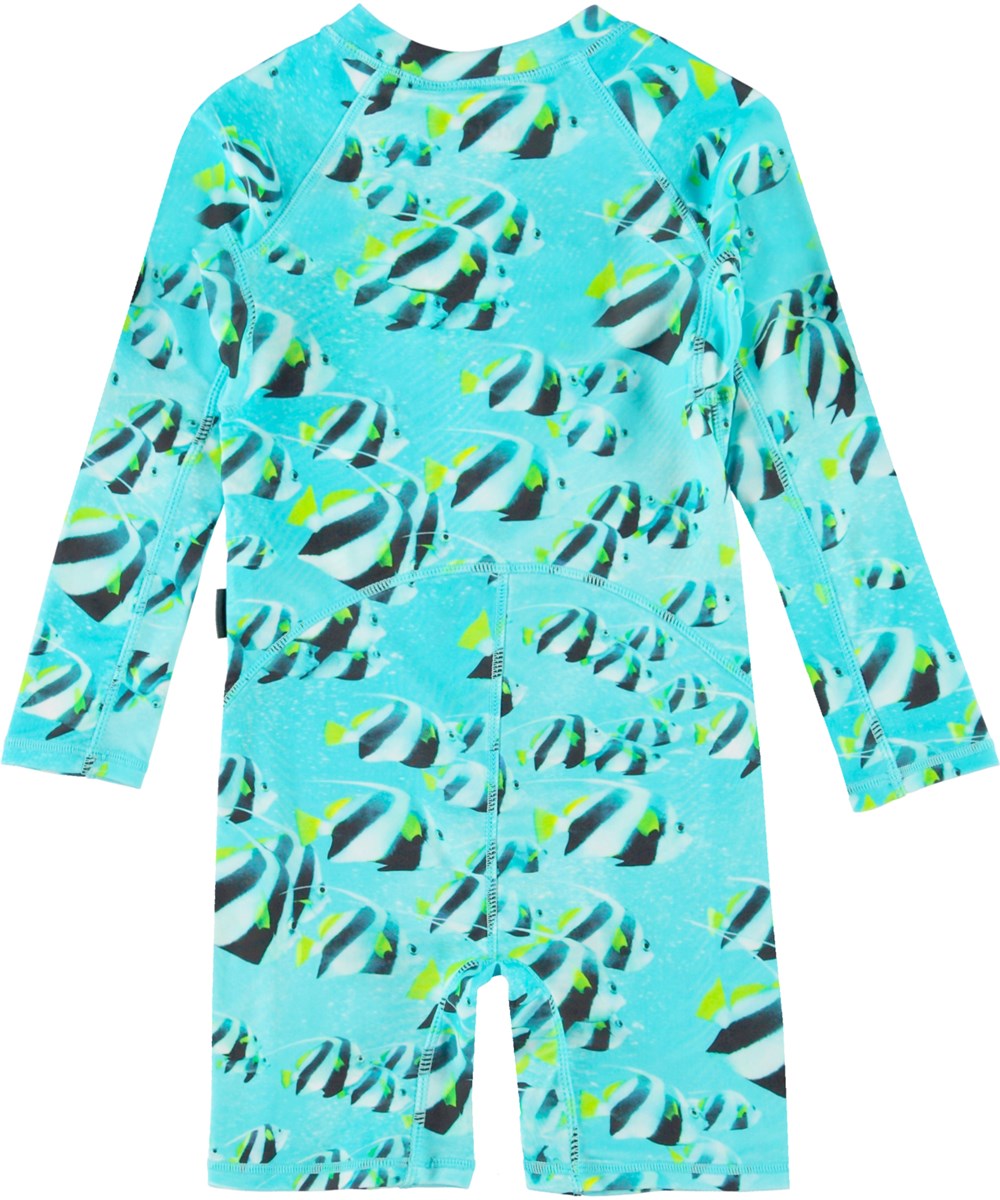Neka LS - Fishing Shoal - Turquoise swimsuit with fish print
