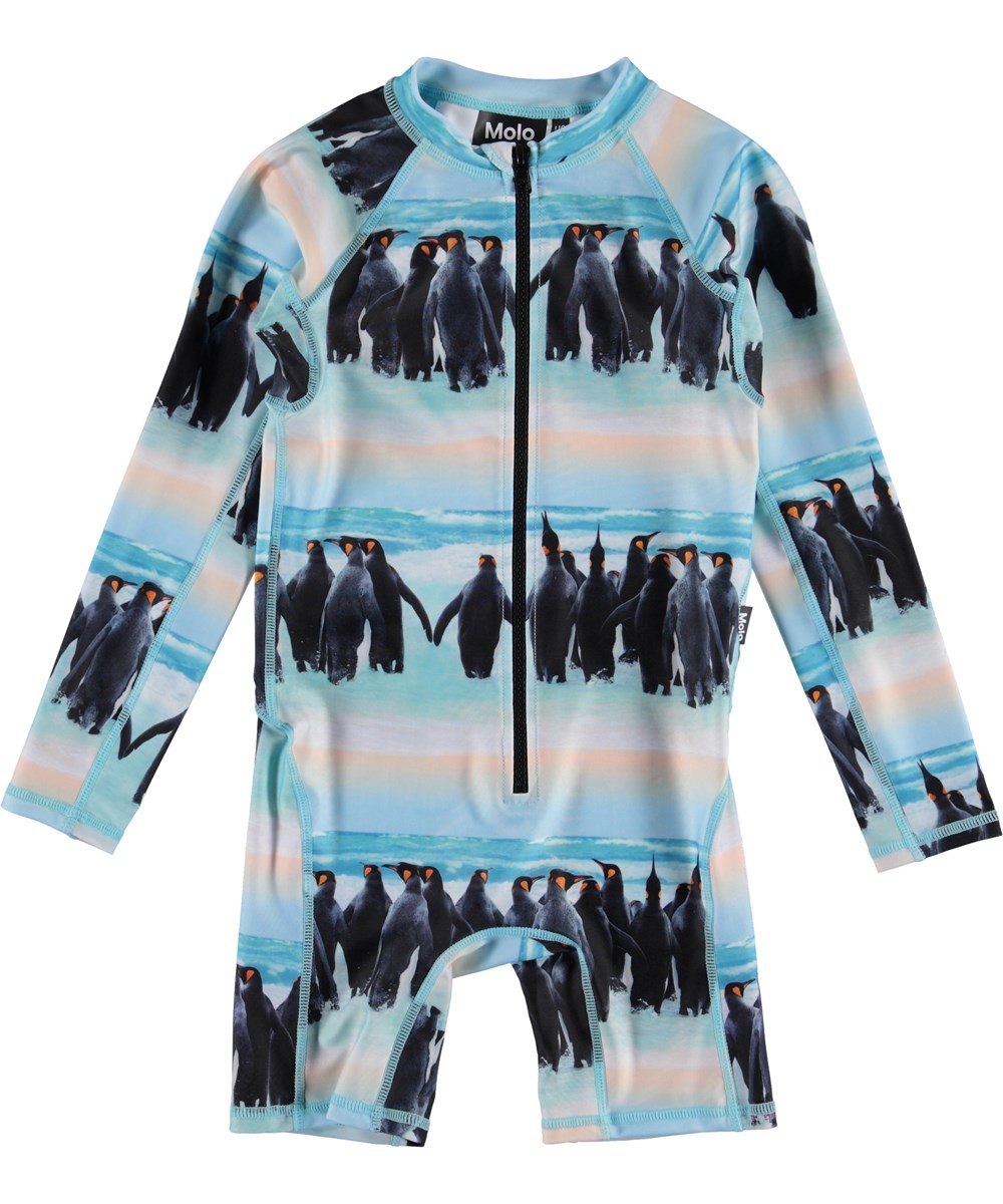 Neka LS - Penguin Stripe - UV swimsuit with penguin print 