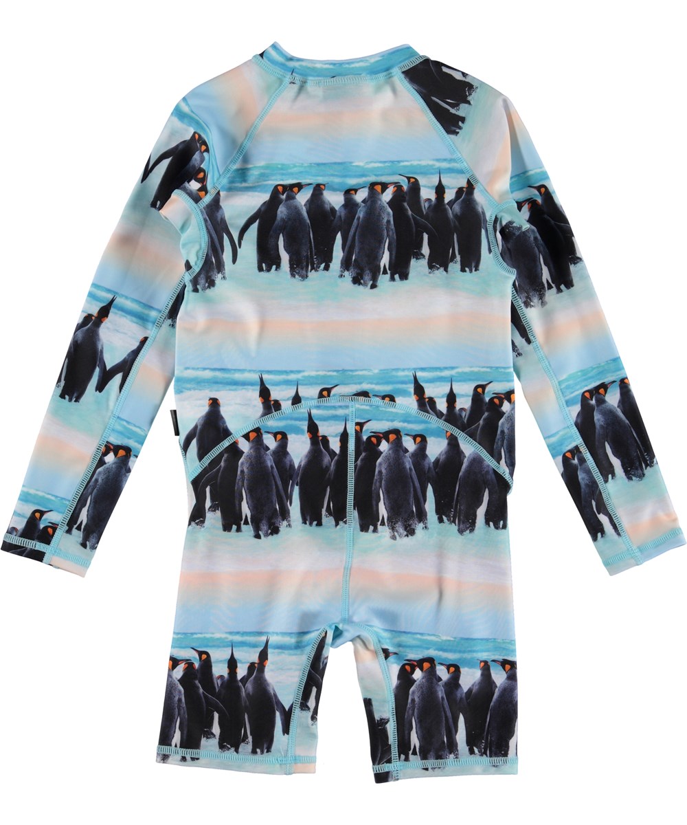 Neka LS - Penguin Stripe - UV swimsuit with penguin print 