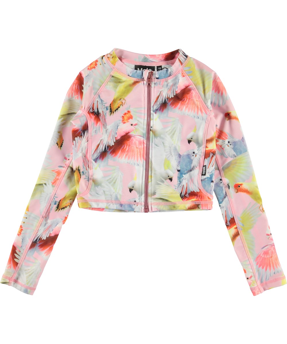 Nellie - Cockatoos - Long sleeve UV rashguard with parrot print
