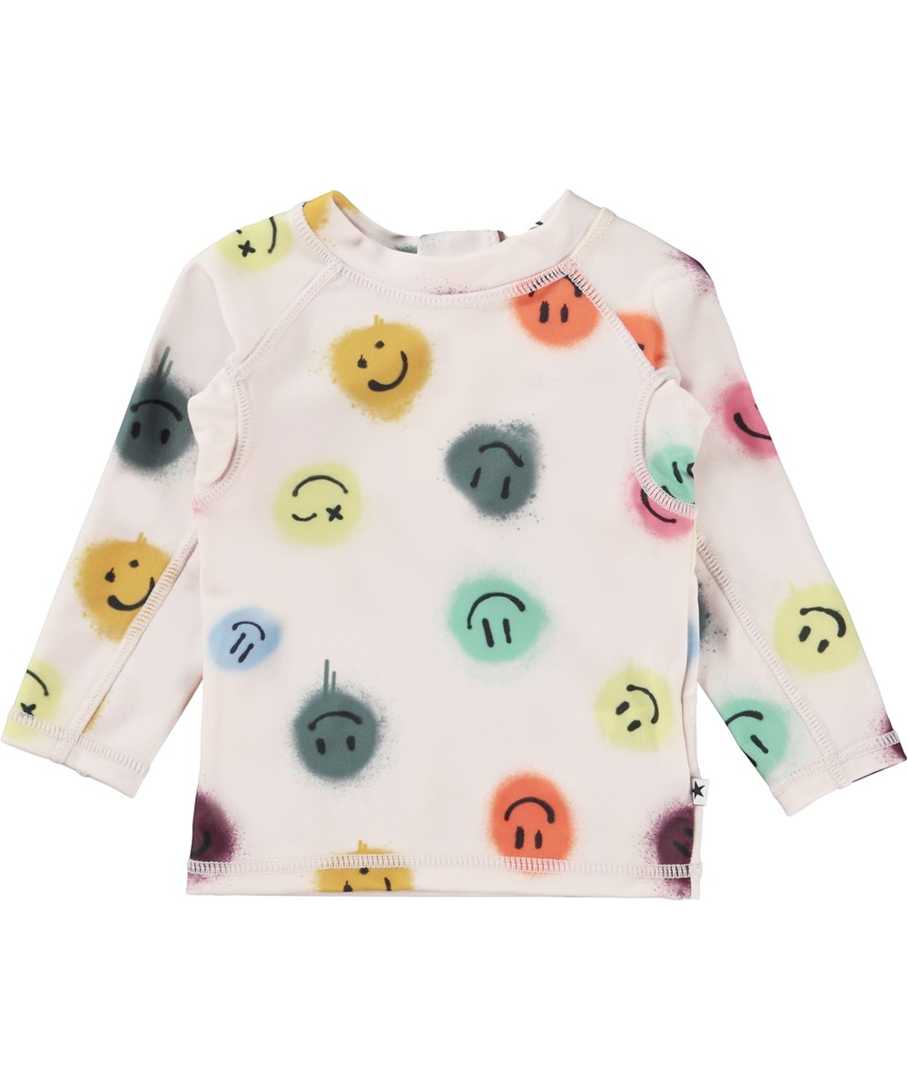 Nemo - Happy Dots - UV baby rash guard in pink with face print