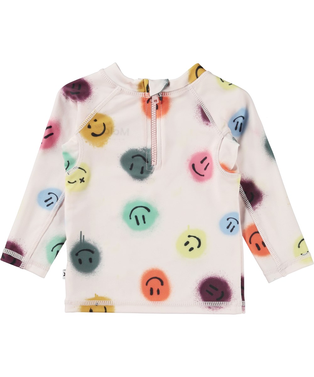 Nemo - Happy Dots - UV baby rash guard in pink with face print