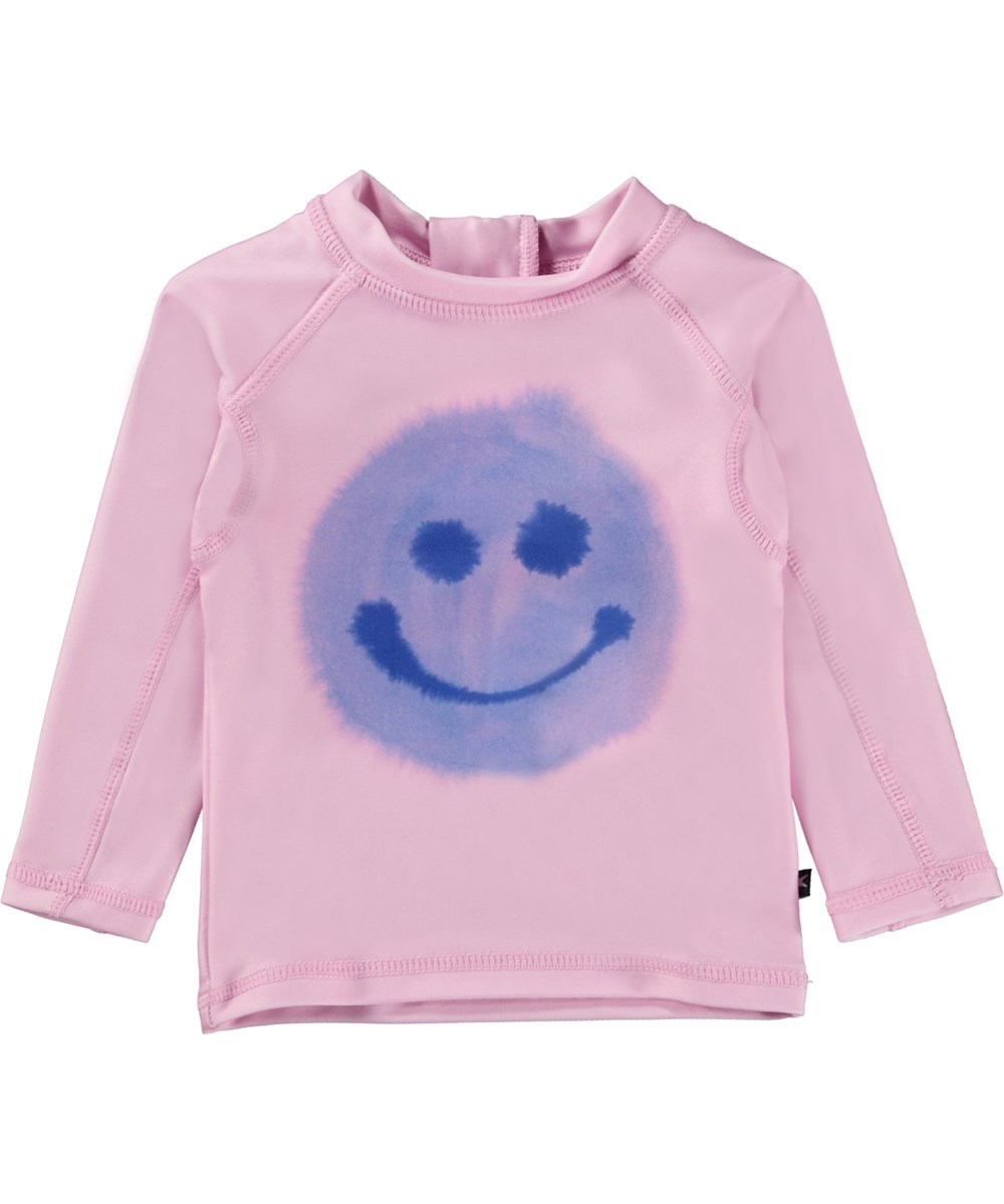 Nemo - Lilac Smile - Pink baby rash guard with purple front print 