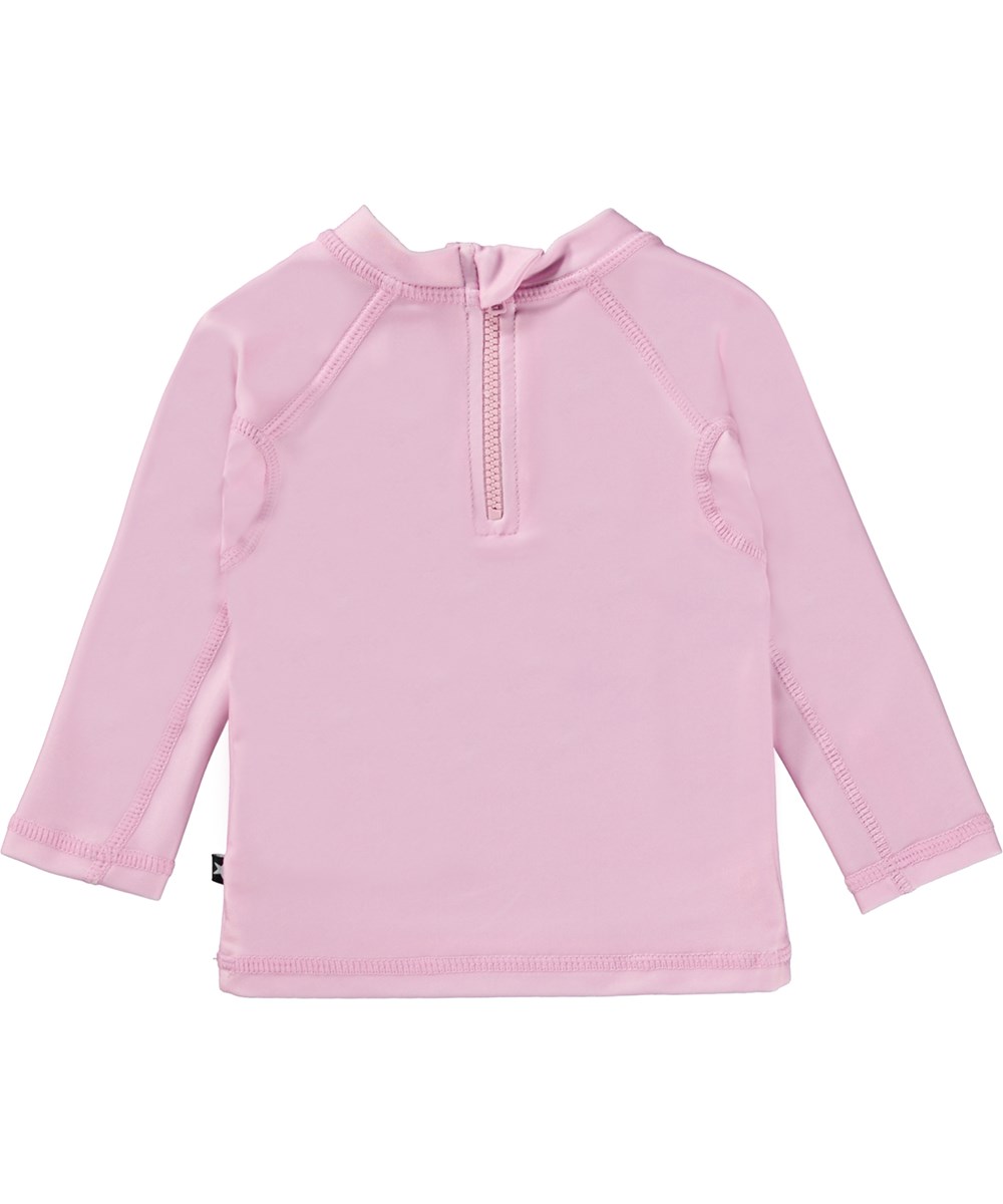 Nemo - Lilac Smile - Pink baby rash guard with purple front print 