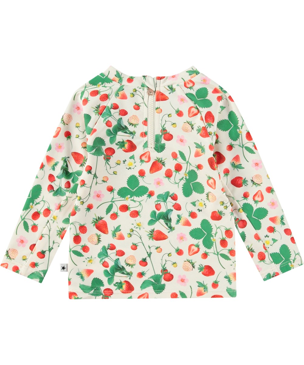 Nemo - Strawberry Field - White baby bathing suit in recycled polyester with UV protection 50+.