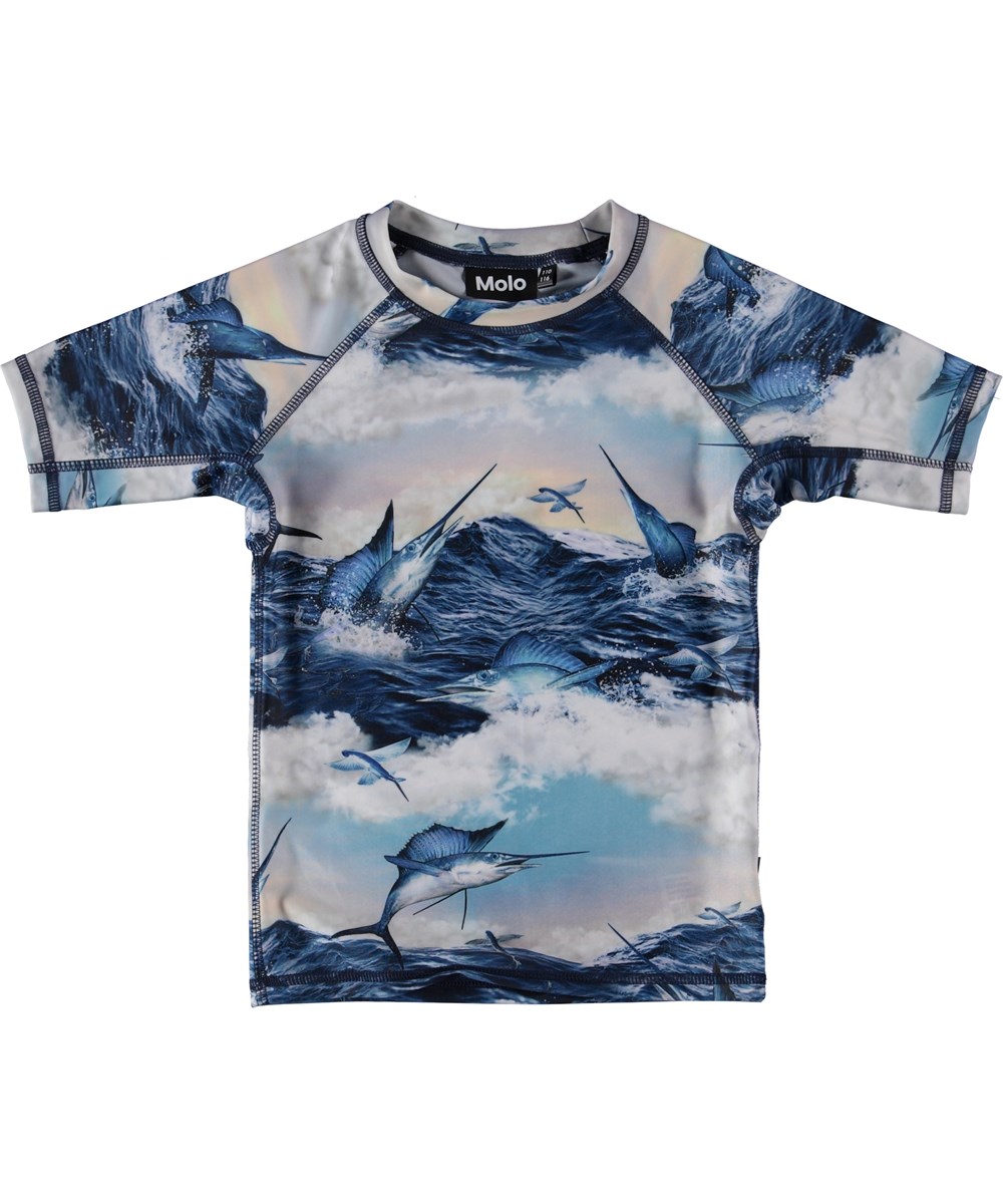 Neptune - Jumping Svordfish - UV rash guard with swordfish.