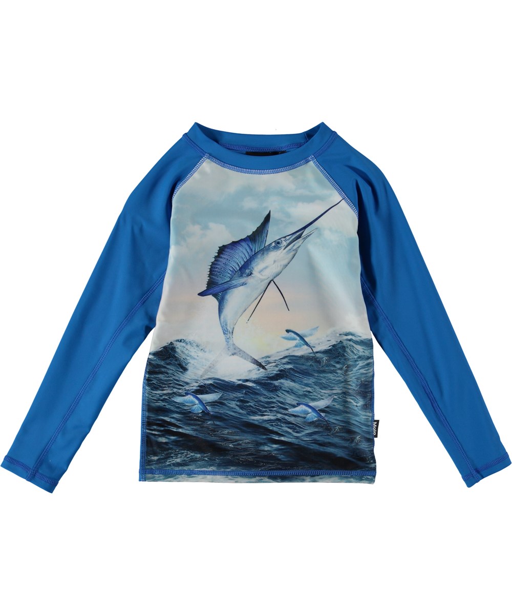 Neptune LS - Catch - UV rash guard with swordfish.