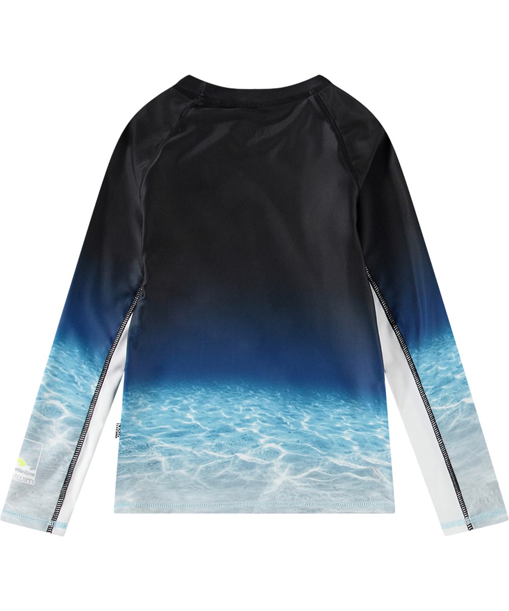 Neptune LS - Faded Ocean - Black rashguard for active children made from recycled polyester with UV protection 50+.