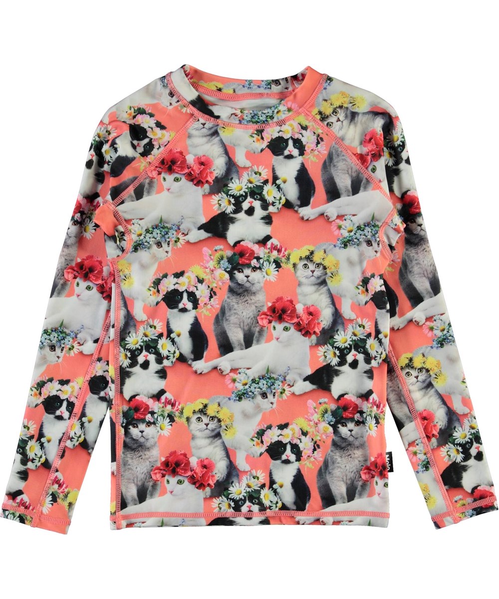 Neptune LS - Flower Power Cats - UV rashguard with cats 