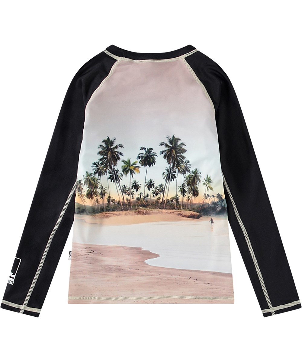 LS island Neptune LS - Island Surf - Black rashguard for active children made from recycled polyester with UV protection 50+. - Molo