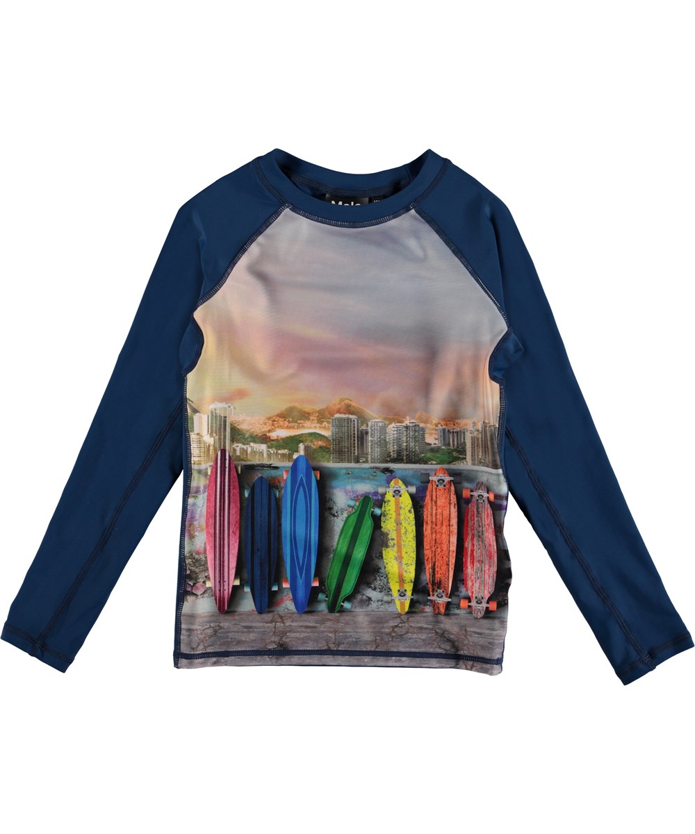Neptune LS Rainbow Boards Long sleeve rashguard with surfboards Molo