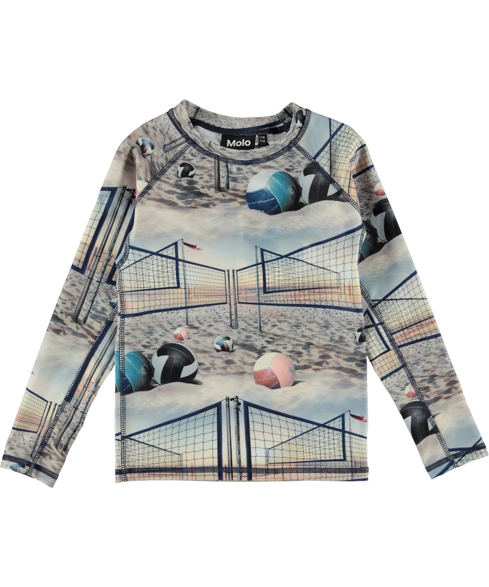 Neptune LS - Volleyball Sunset - UV rash guard with beach.