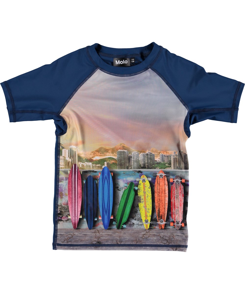 Neptune - Rainbow Boards - UV rashguard with surfboards