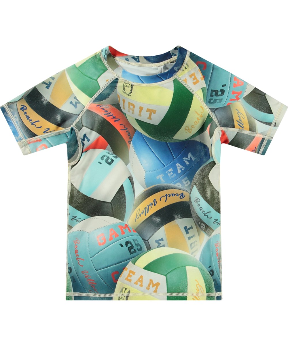 Neptune - Beach Volleyball - Short sleeve rashguard for active children made from recycled polyester with UV protection 50+.