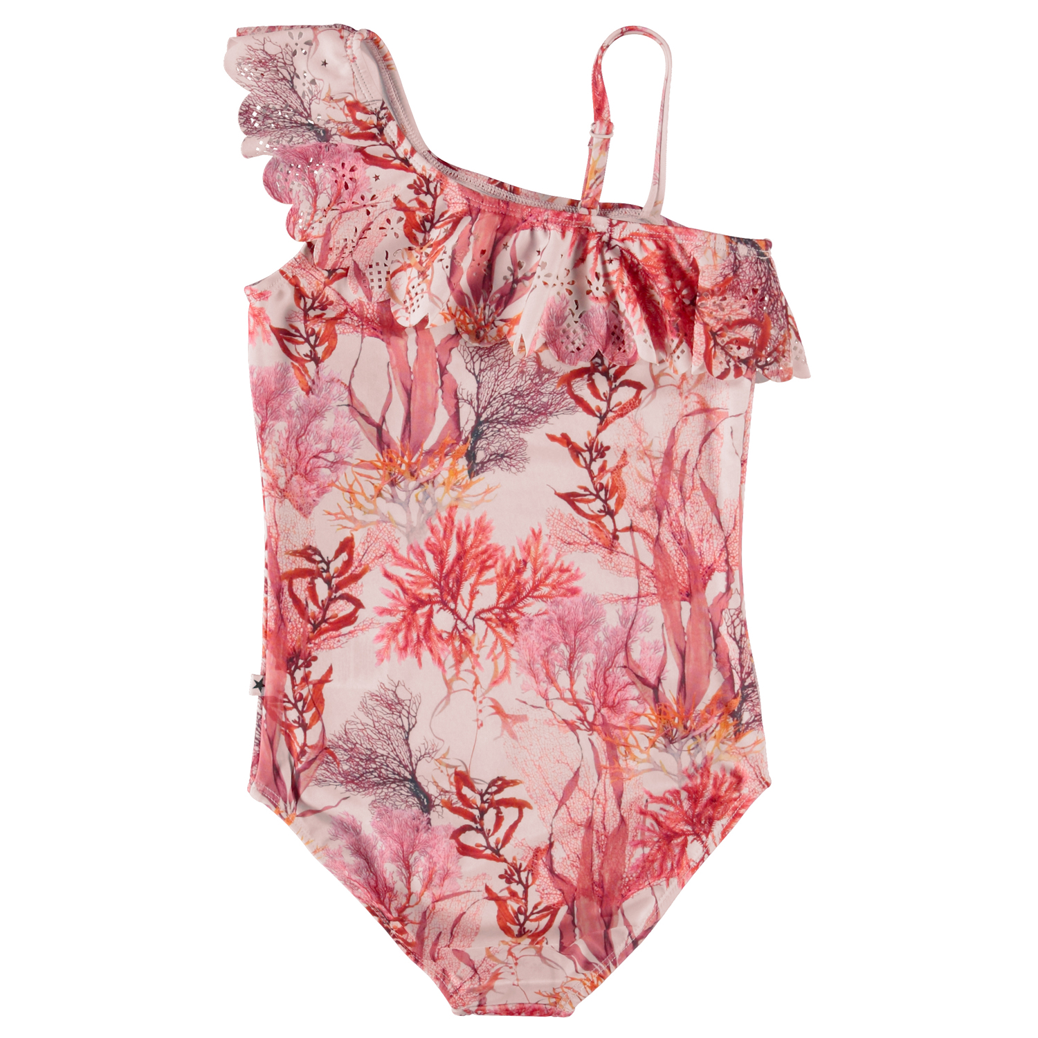 【 M】Knuth Marf flower paint swimwear Net - Coral Flower - Asymmetrical pink swimsuit with sea