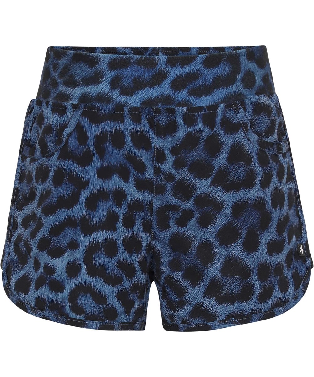 Neva - Blue Jaguar - UV swim trunks with blue animal print 