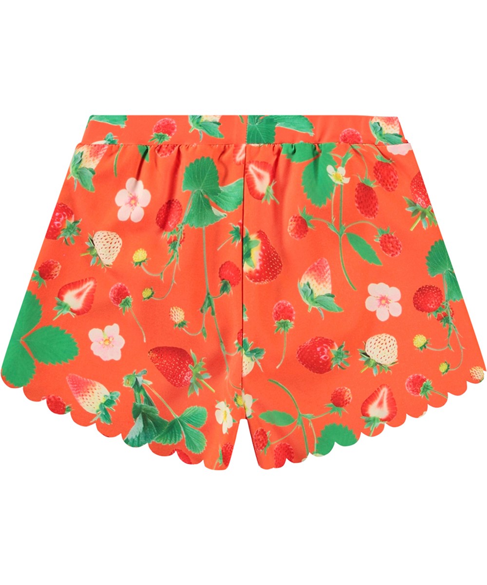 Neva - Strawberry Red - Red sporty swim shorts for active children in recycled polyester with UV protection 50+.