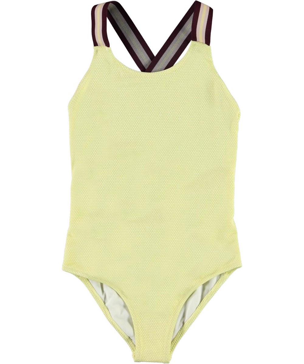 Neve - Tender Sun - UV light yellow swimsuit with striped straps 