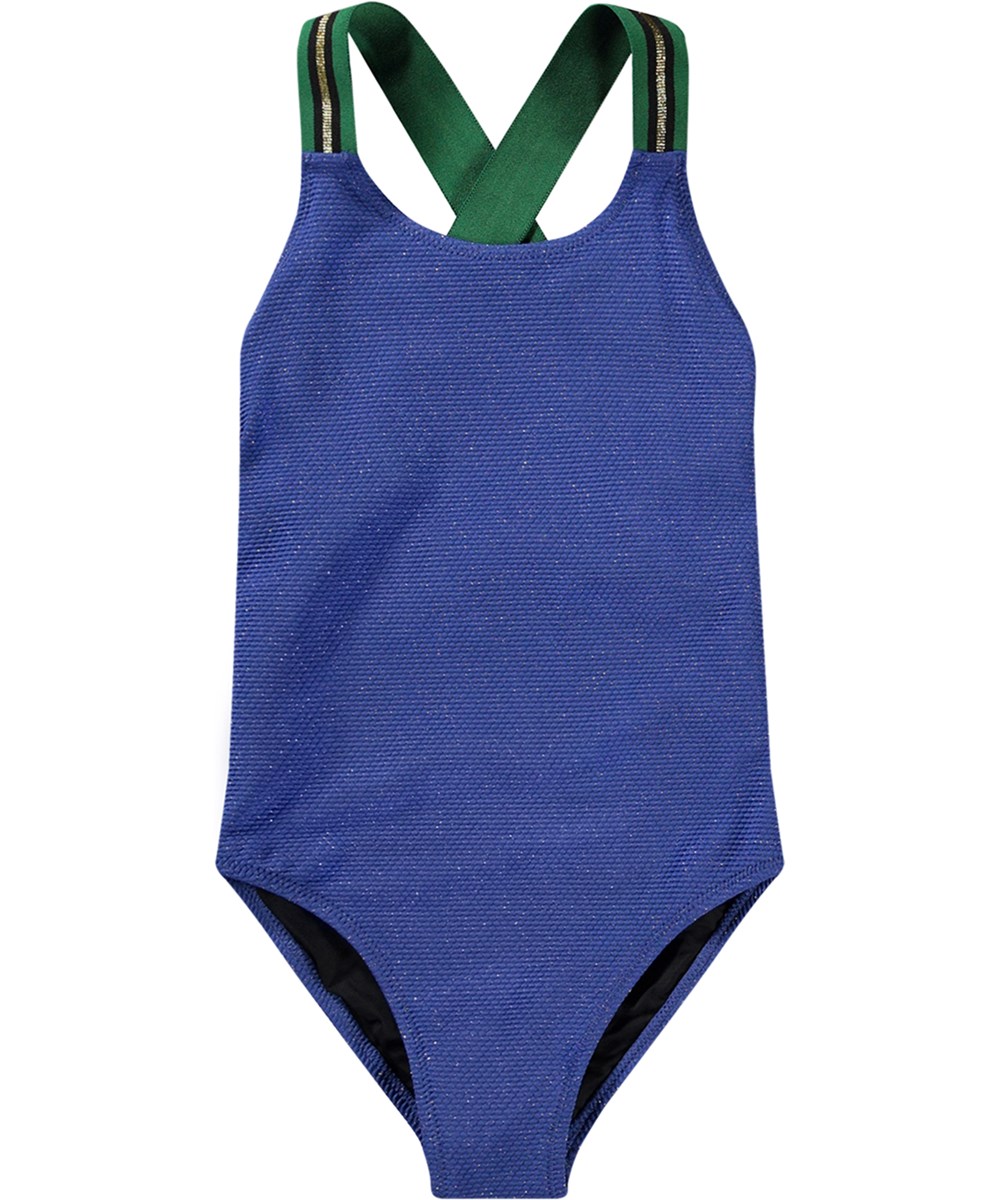 Neve - Twilight Glit - Swimsuit with floral print for active children in recycled polyester and UV protection 50+.