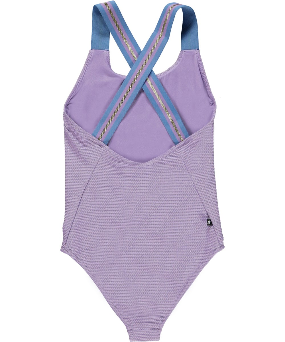 Neve - Viola - Purple swimsuit with wide straps and textured surface 