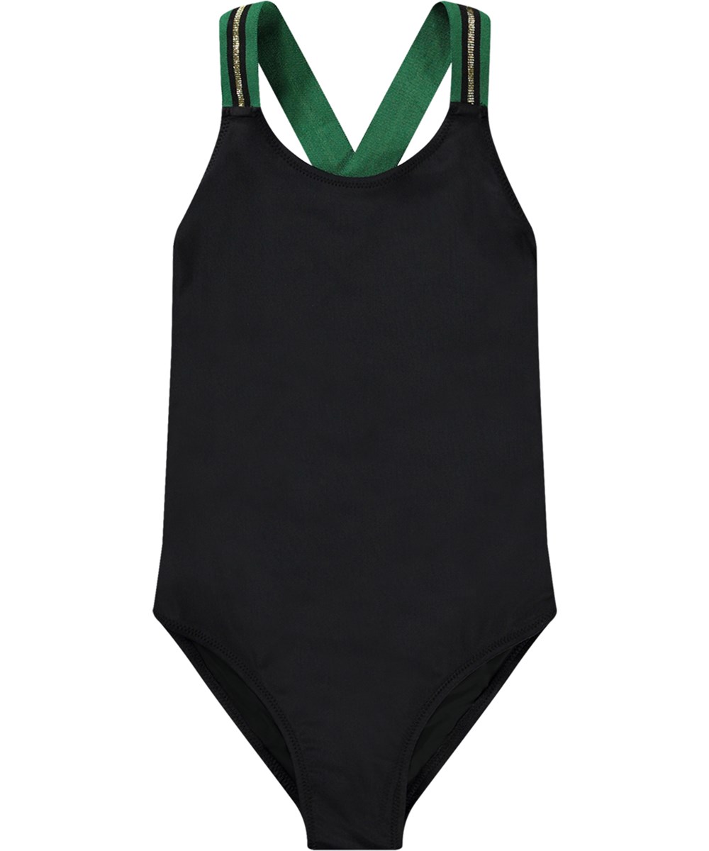 Neve - Black - Swimsuit for active children in recycled polyester with UV protection 50+.