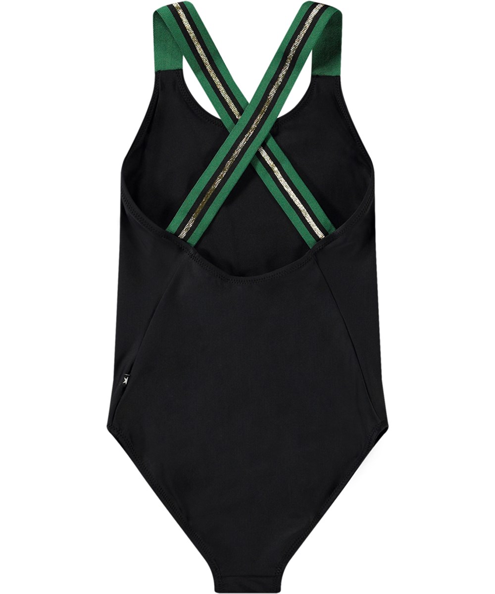 Neve - Black - Swimsuit for active children in recycled polyester with UV protection 50+.