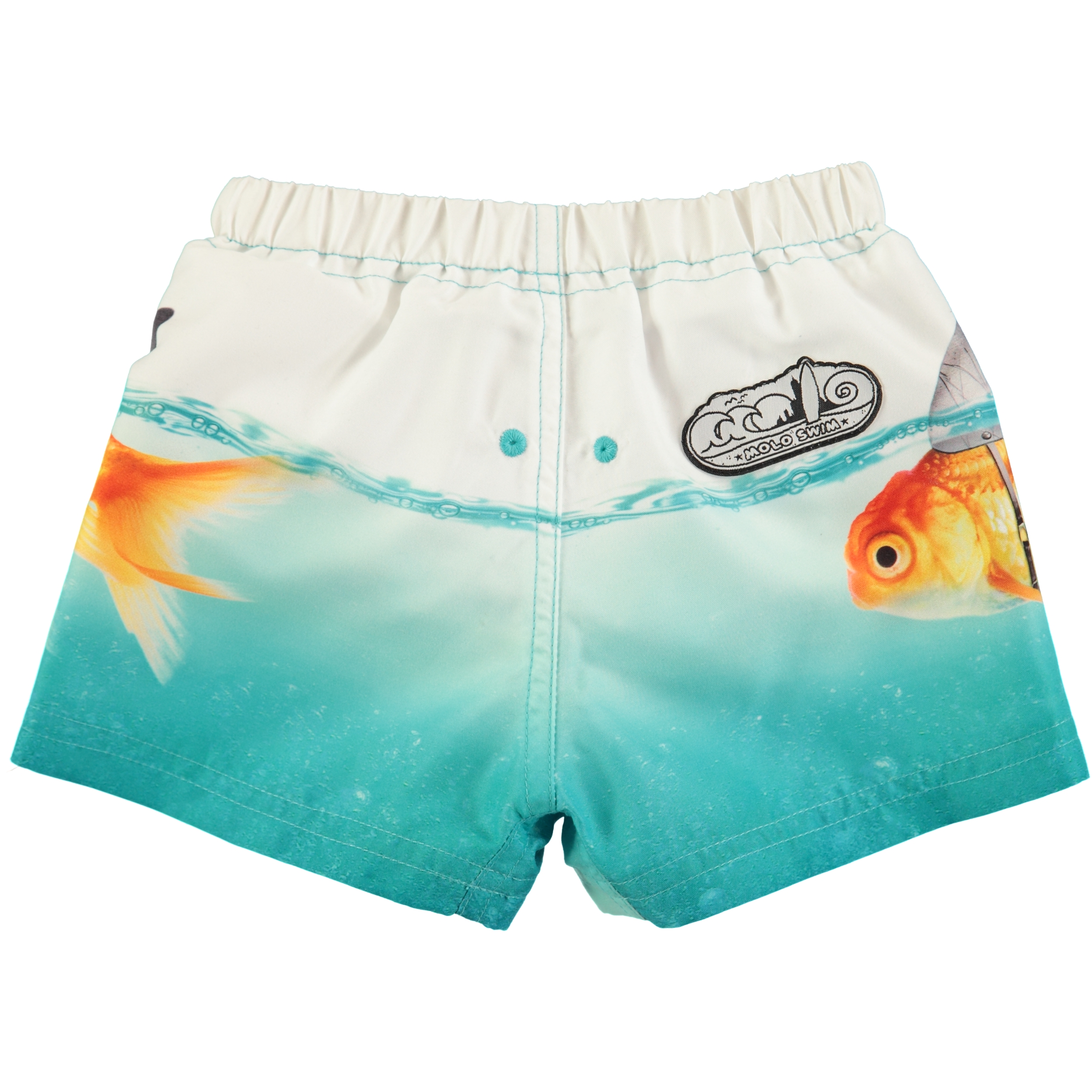Newton Scary Fish baby swim trunks with fish print Molo
