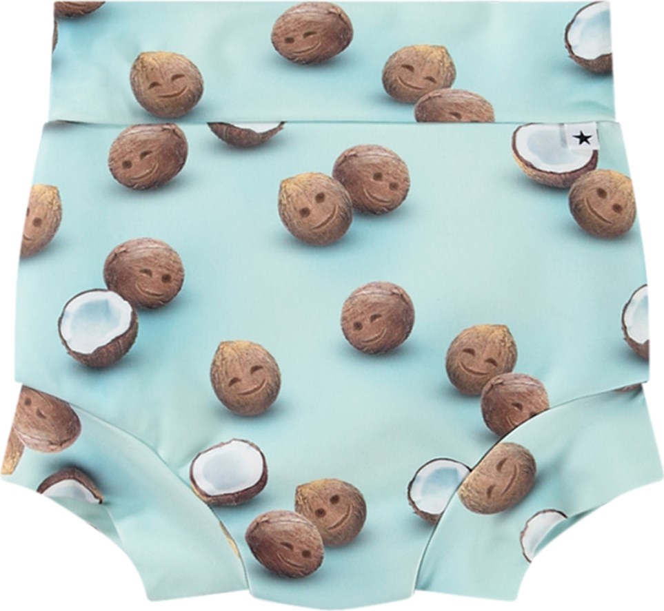 Nick - Coquitos - Light blue leak-proof baby swim trunks in recycled polyester with UV protection 50+.