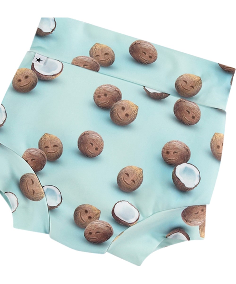 Nick - Coquitos - Light blue leak-proof baby swim trunks in recycled polyester with UV protection 50+.