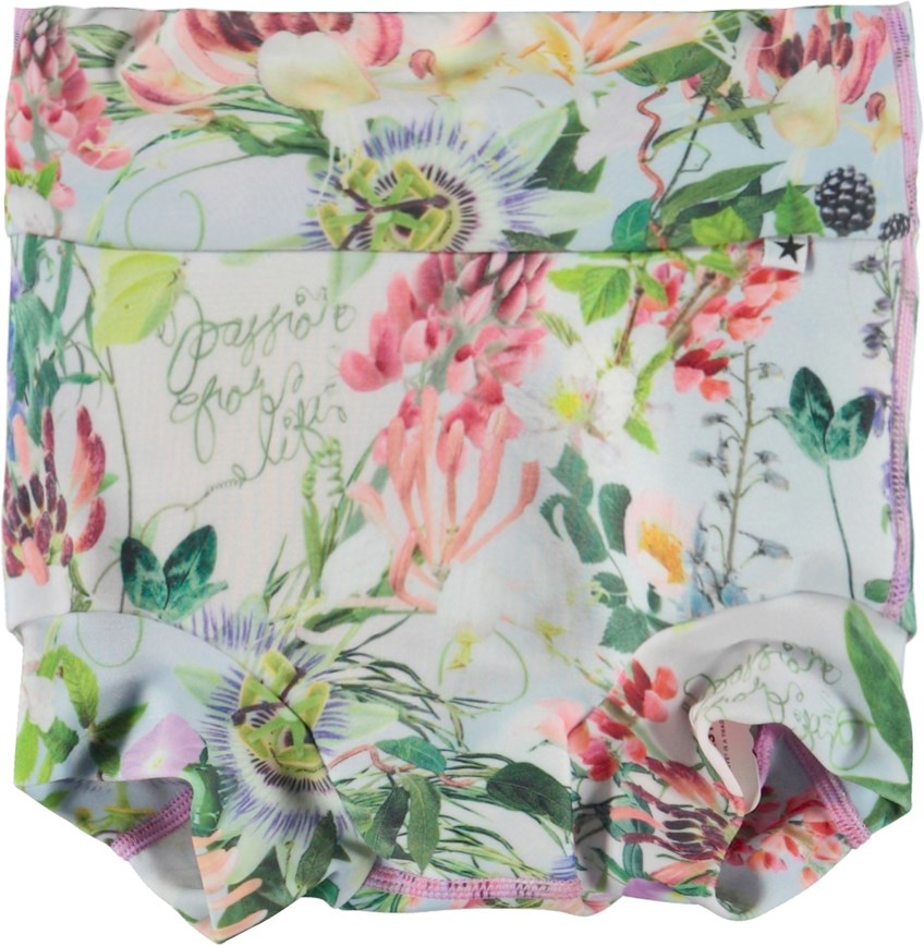 Nick - Passion For Life - Light blue swim nappy with flower print