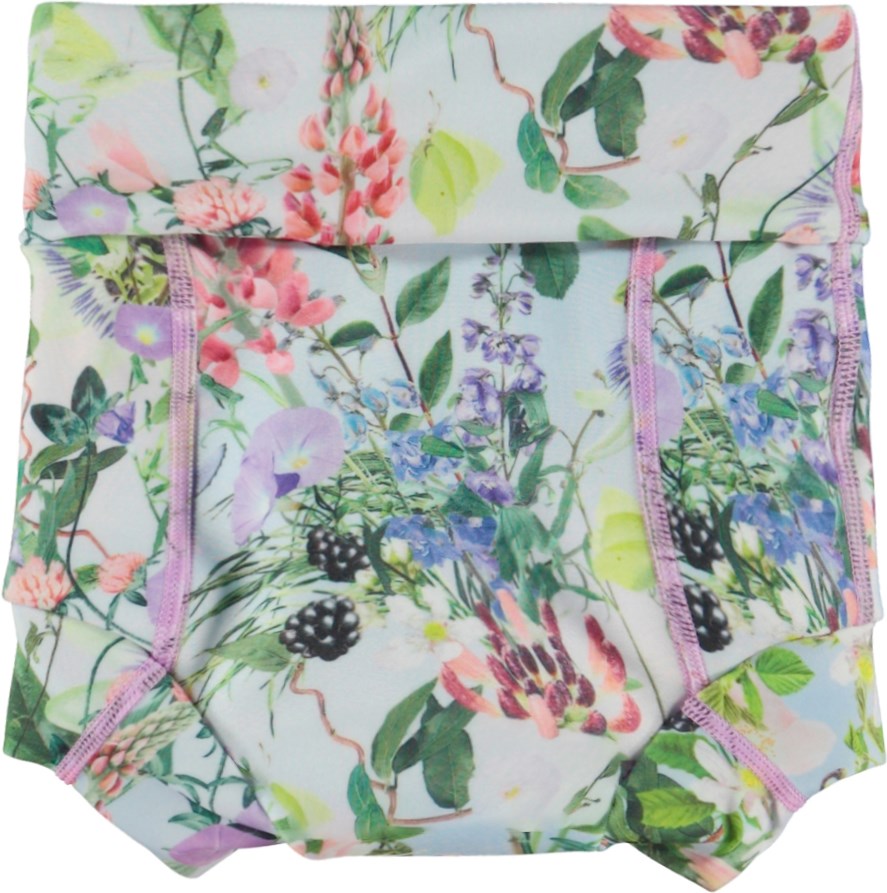 Nick - Passion For Life - Light blue swim nappy with flower print