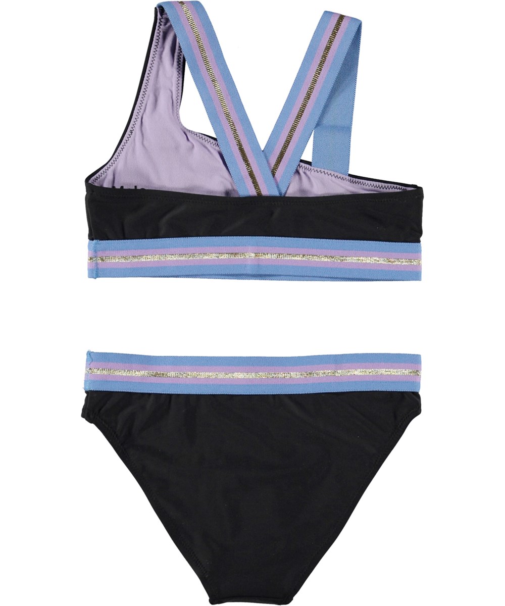 Nicola - Black - Black, asymmetrical sporty bikini