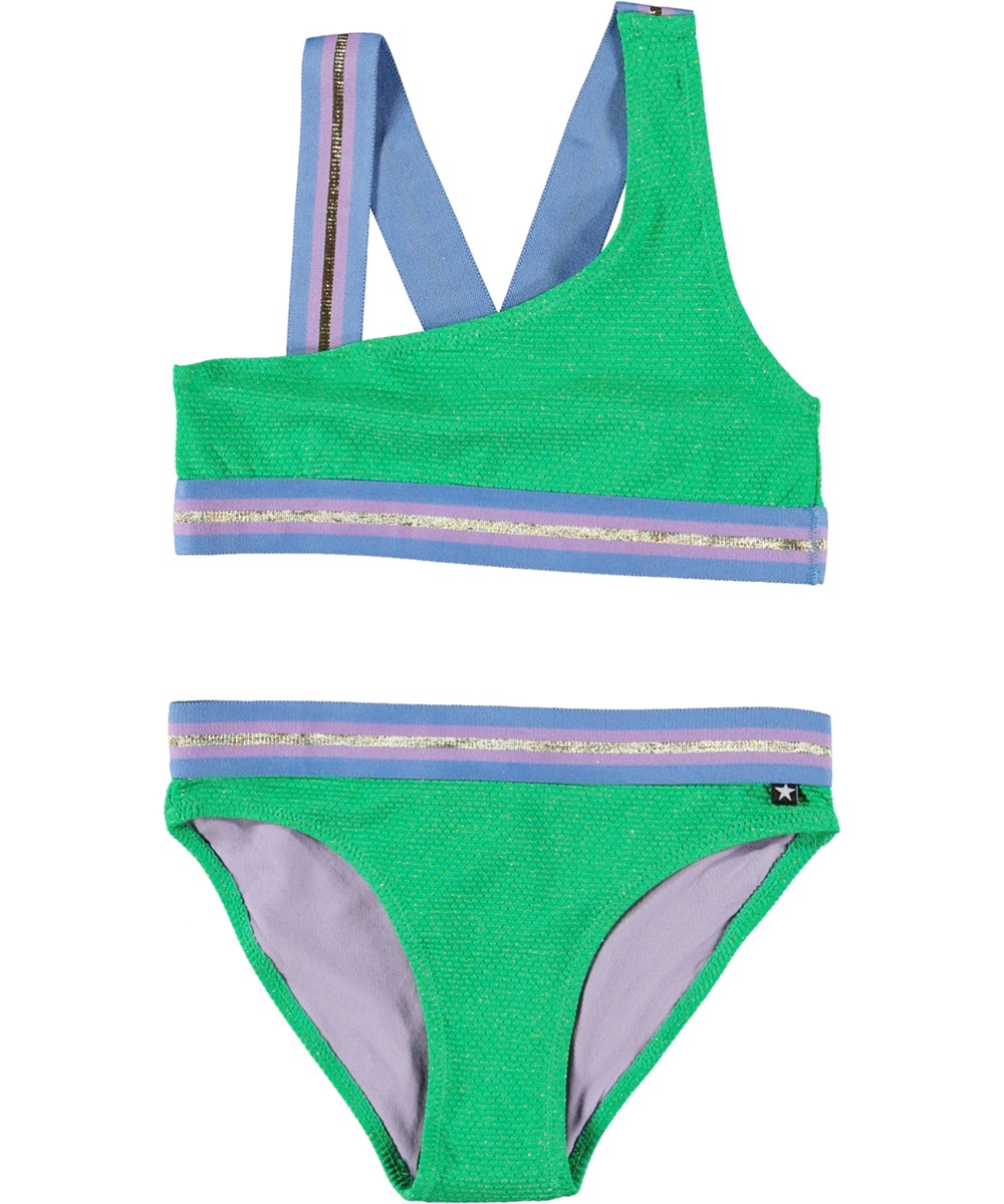 Nicola - Bright Green - Green asymmetrical sporty bikini