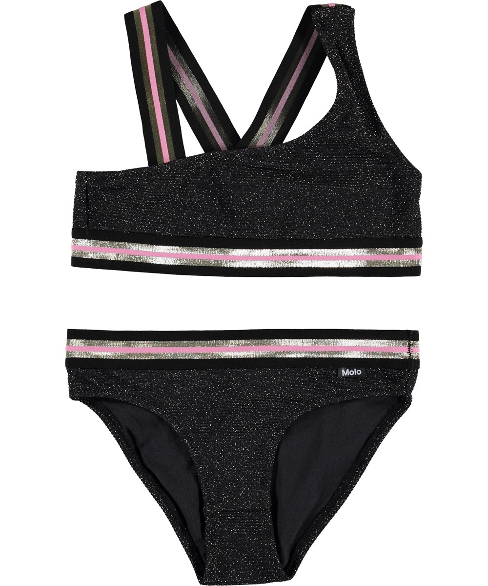 Nicola - Very Black - Black UV bikini with gold glitter