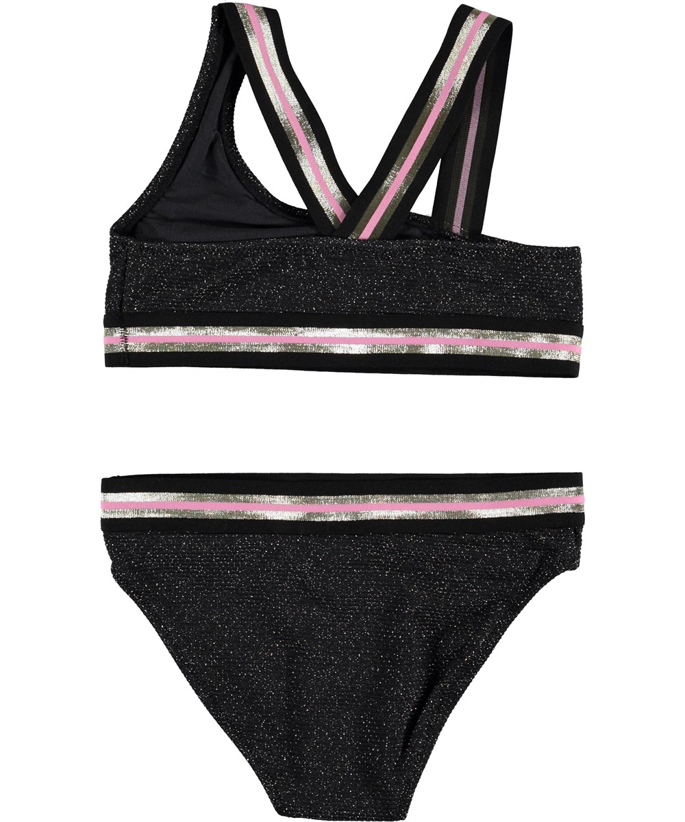 Nicola - Very Black - Black UV bikini with gold glitter