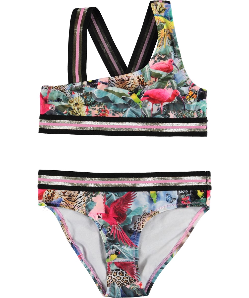 Nicola - Wild Amazon - UV bikini with animals and striped straps