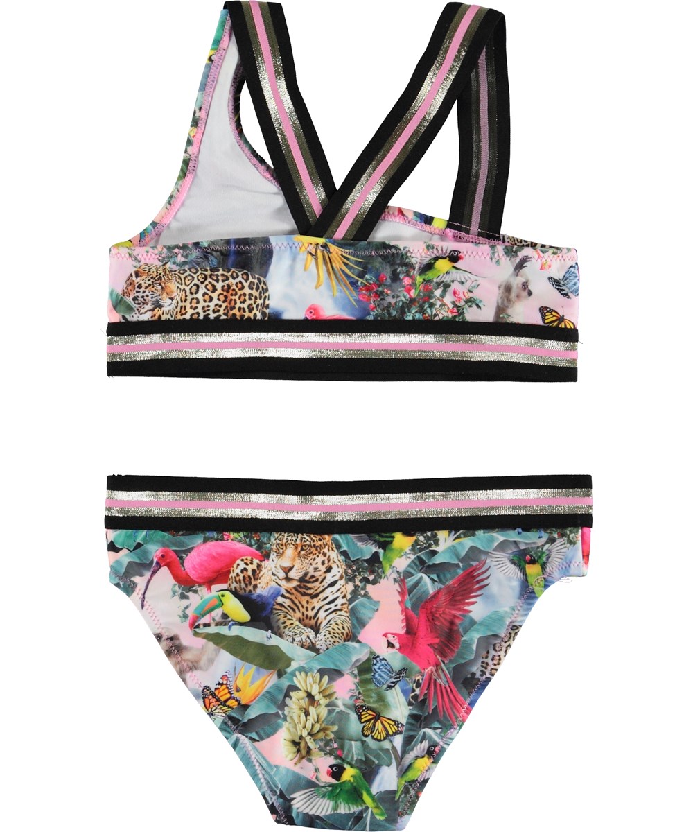 Nicola - Wild Amazon - UV bikini with animals and striped straps