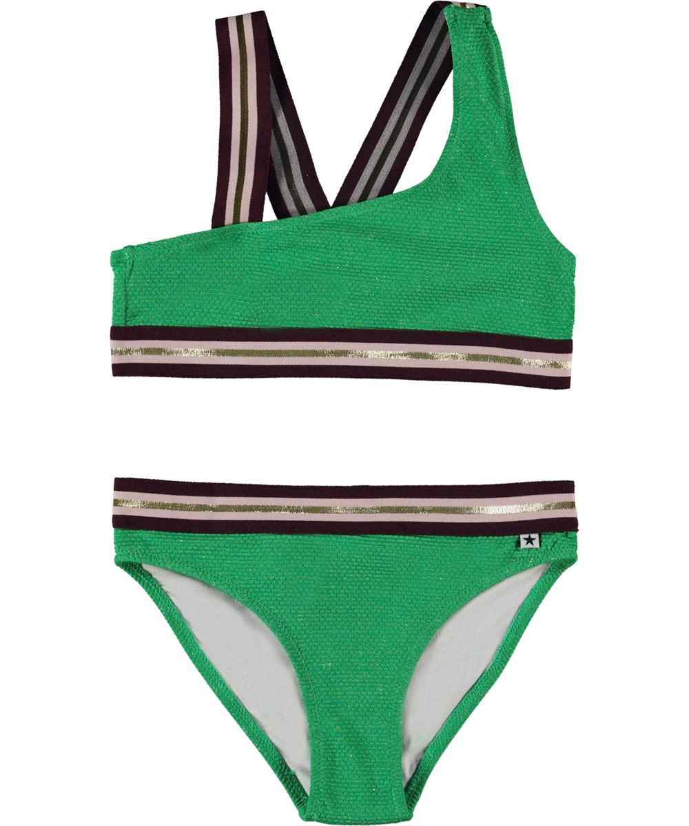 Nicola - Green Bee - Recycled asymmetrical bikini in green