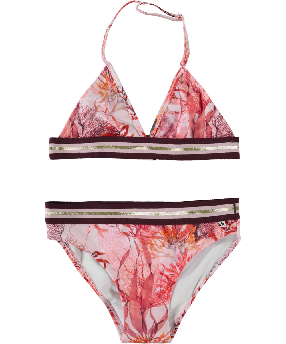Nicoletta - Coral Flower - Halterneck, triangle top bikini in rose with print