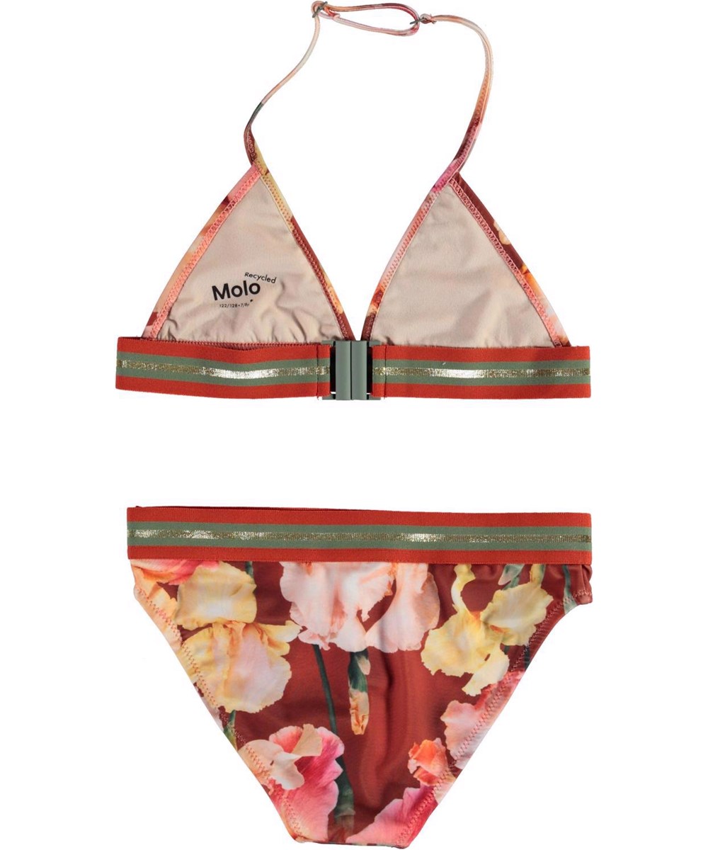 Nicoletta - Iris - UV string bikini iris flowers and gold edge 