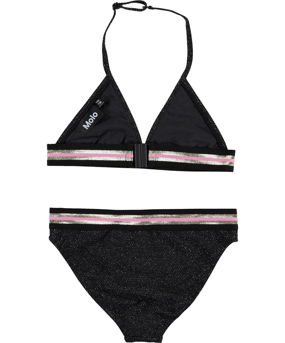 Nicoletta - Very Black - Black UV triangle bikini with glitter