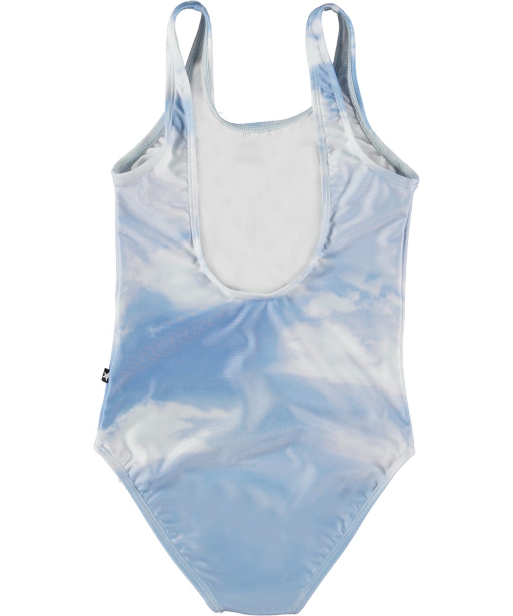 Nika - Flower Peace - Blue swimsuit with placement floral sky peace print