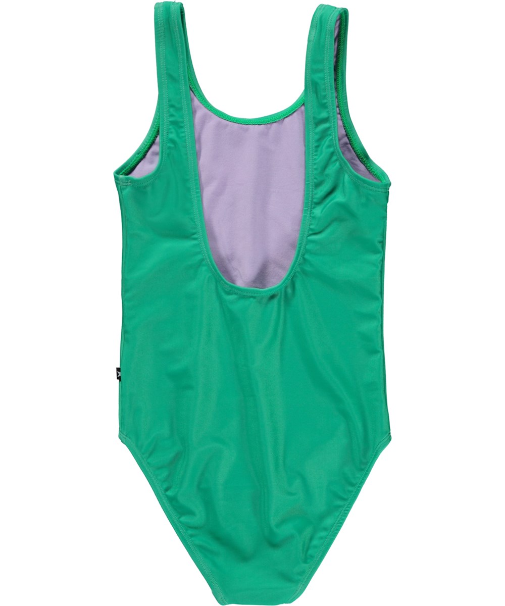 Nika - Flower Square - Green swimsuit with placement floral print