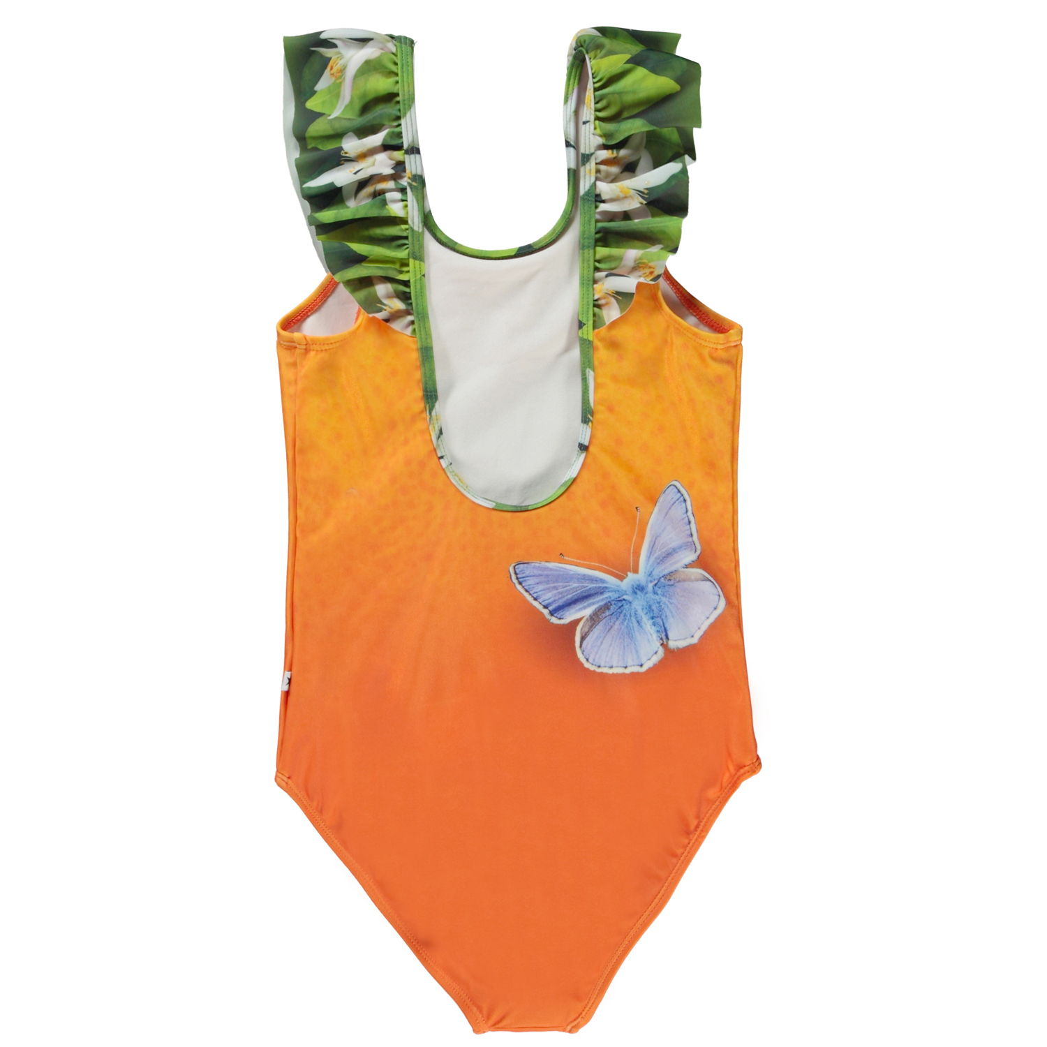 Nika Orange Recycled orange swimsuit with flower print Molo