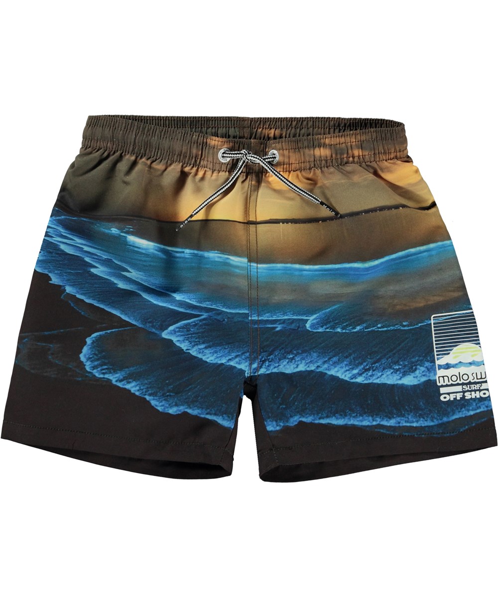 Niko - Glowing Ocean - Swim shorts with print of the ocean and sunset