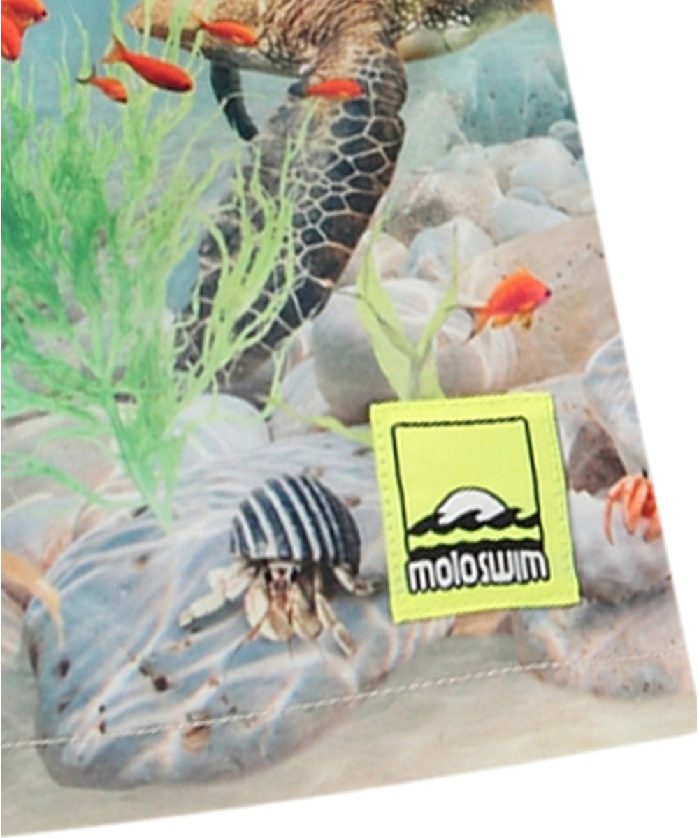 Niko - Happy Ocean - Light blue sporty swim shorts for active children in recycled polyester with UV protection 50+.