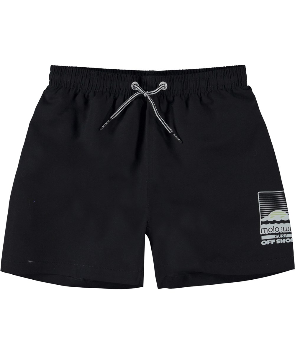 Niko Solid - Black - Black classic swim shorts with short legs 