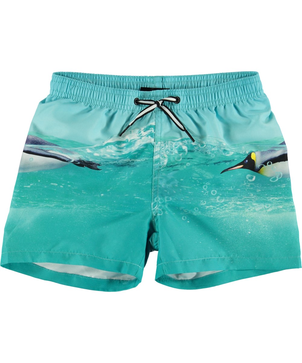 Niko - The Penguin - UV swim trunks with penguin print